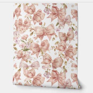 Papier Peint à Ruban Rose Pâle | Mur d'Accent de N