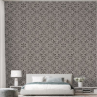 Abstrait Floral Line Art Silver Chalice Silk Pearl