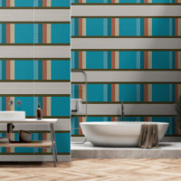 Abstrait Géométrique Bleu Aqua Gris Brown