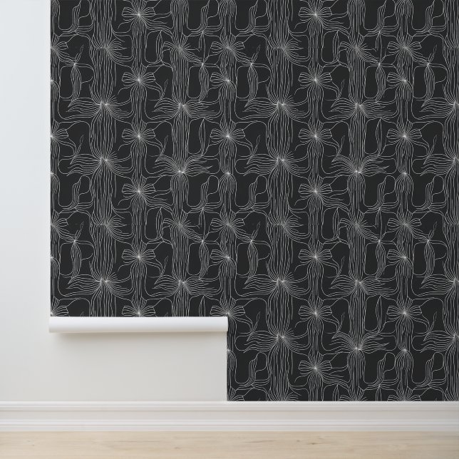 Papier Peint Abstrait Line Art Motif d'inspiration florale (Application)