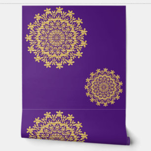 Papier peint Abstrait Mandala violet or