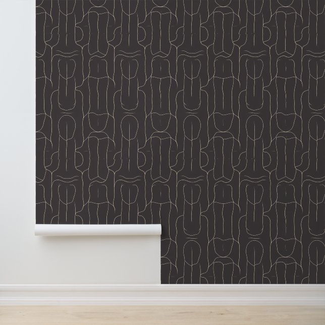 Papier Peint Abstrait Minimalist Line Art Motif (Application)