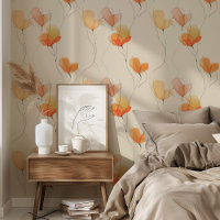 Papier peint Abstrait moderne Crème orange