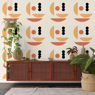 Papier Peint Abstrait Red Sun Black Moon Fusion Art Motif