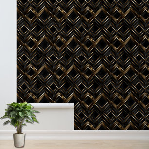 Papier Peint Accent de Motif géométrique Brown et noir