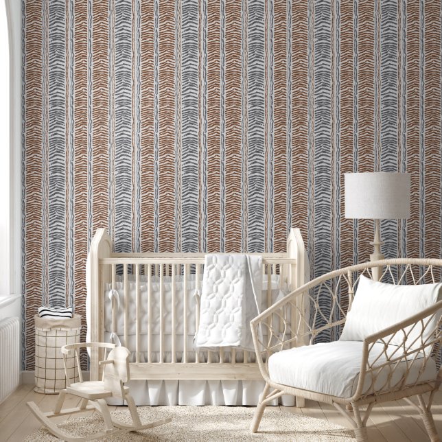 Papier peint adhésif moderne gris marron (Enfants)