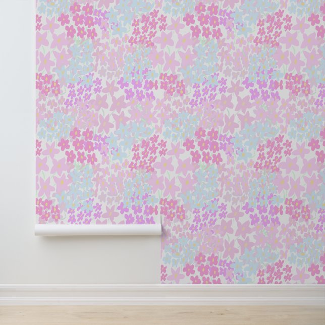 Papier Peint Adhésif pour Nursery de Bébé Rose Mig (Application)