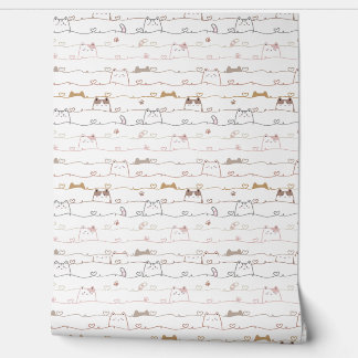 Papier Peint Adorable Cats Peeking Over Hearts 