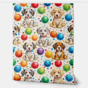 Papier Peint Adorable Motif de chiots tachetés - Conception jou
