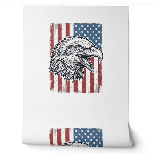 Papier Peint Aigle Patriotique Drapeau Américain Gravure Vintag