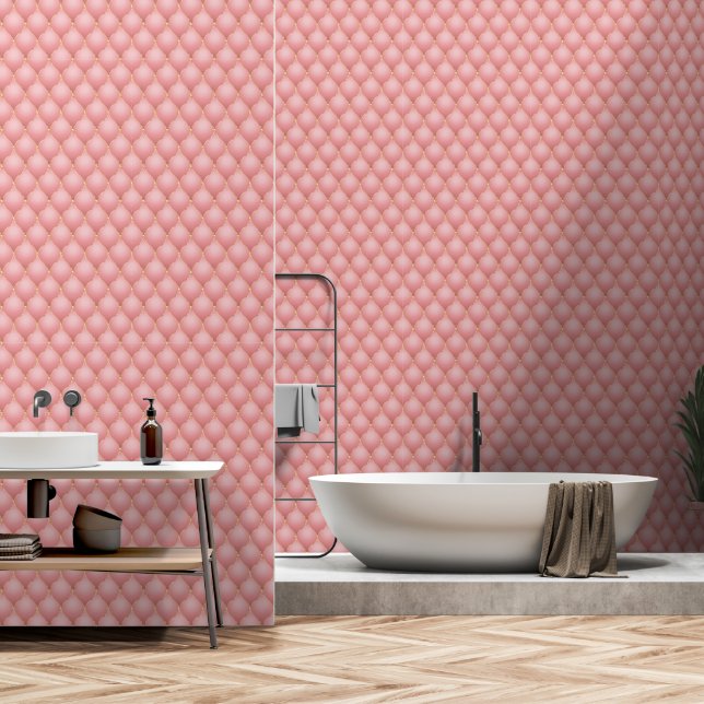 Papier Peint Aiguille dorée rose pâle Diamant poli (Salle de bain)