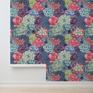 Papier Peint Ajoutez votre nom Colorful Succulent Motif