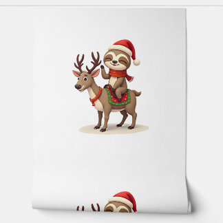 Papier Peint Alpaca Sloth Christmas (1)
