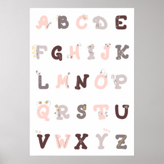 Papier peint alphabet floral pour la décoration de