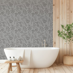 Papier Peint AMELIA Floral Flower gris foncé noir