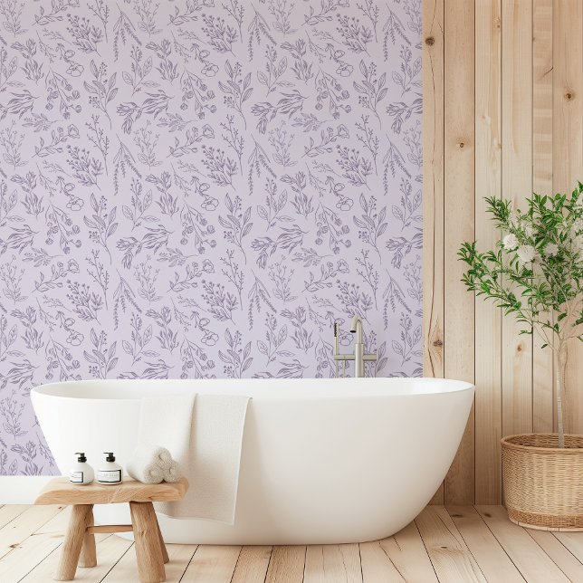 Papier Peint AMÉLIA Floral Flower Lavender violet (AMELIA Floral Botanical Flower Lavender Purple Wallpaper)