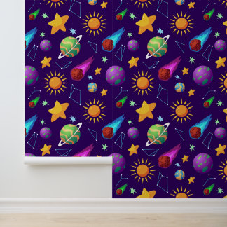 Papier Peint Amoureux de l'espace carrelé de garçons cool