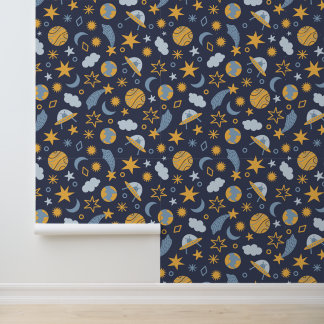 Papier Peint Amoureux de l'espace carrelé de garçons cool