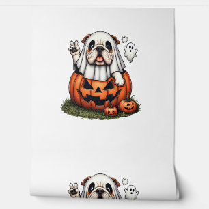 Papier Peint Amusant anglais Bulldog Ghost Boo Halloween femmes
