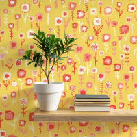 Amusant Retro Yellow Floral Patal