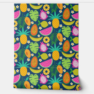 Papier Peint Ananas exotique tropical Banana Dragon fruit