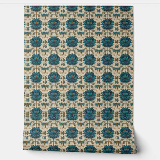 Papier Peint Ancient Egypt Toile de Jouy Green Floral Pattern