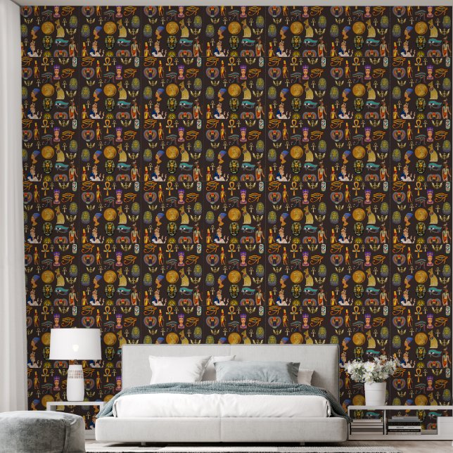 Papier Peint Ancient Egyptian Hieroglyphic Pattern Symbol       (Chambre à coucher)