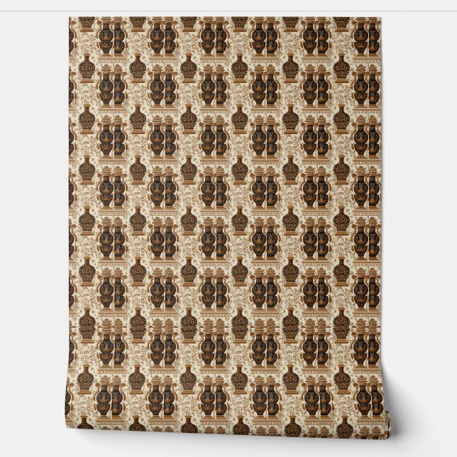 Papier Peint Ancient Greece Toile de Jouy Classic Vases Pattern (Déroulement)