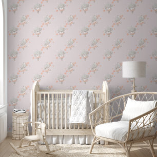 Papier Peint Animaux de Ballet Mignons sur Fond Rose