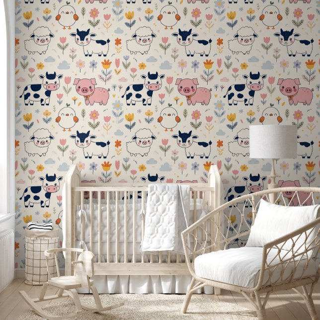 Papier Peint Animaux de la ferme bébé  (Enfants)