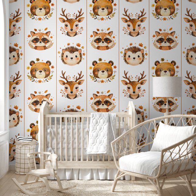 Papier Peint Animaux de la forêt en automne (Enfants)