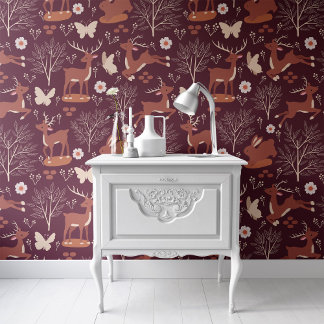 Papier Peint Animaux de rennes Brown Motif Peel & Stick