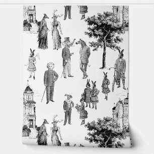 Papier Peint animaux victoriens antiques toile anthropomorphiqu