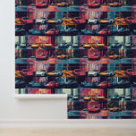 Papier Peint Animé rétro course voiture pop art imaginaire mond<br><div class="desc">Des solutions pour la décoration intérieure.</div>