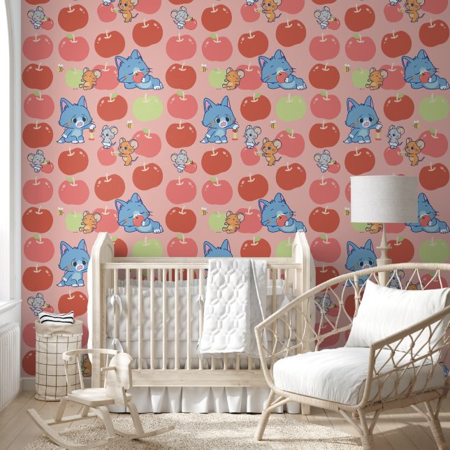 Papier Peint Anime Tom, Jerry et Tuffy Apple Motif (Enfants)