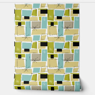 Papier Peint Aqua Bleu Jaune Rectangles Abstraites milieu du si
