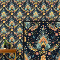 Aqua Bleu Orange Jaune Or Art Nouveau