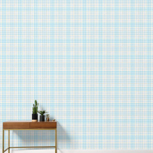 Papier Peint Aqua Blue Lemon Grid géométrique
