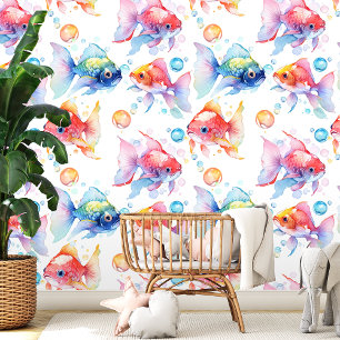 Papier Peint Aquarelle amicale poisson rouge