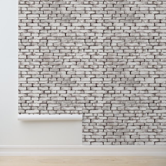 Papier Peint Aquarelle Blanc briques Motif gris gris élégant (Application)