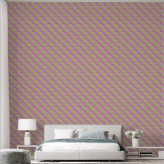 Papier Peint Aquarelle de fleur d'orchidée violette motif (Chambre à coucher)