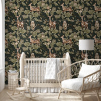 Aquarelle de la forêt foncée Deer & Green Wallpape