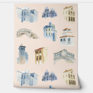 Papier Peint Aquarelle de Venise Délicat