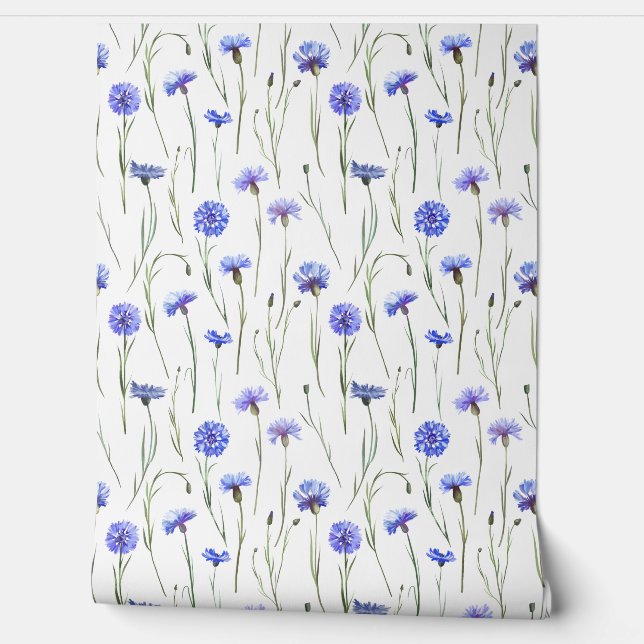 Papier Peint Aquarelle délicate Fleurs de Cornouailles (Déroulement)