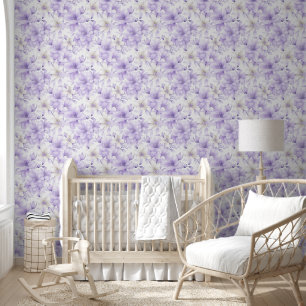 Papier Peint Aquarelle délicate Fleurs violettes