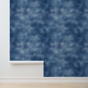 Papier Peint Aquarelle Denim Blue et Navy