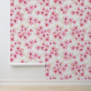 Papier Peint Aquarelle Fleur de Cerisier Sakura 