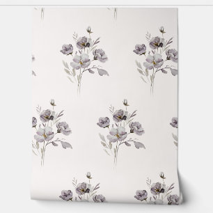 Papier Peint aquarelle fleur délicate muet violet