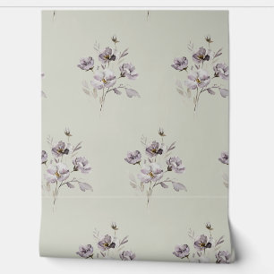 Papier Peint aquarelle fleur délicate muet violet