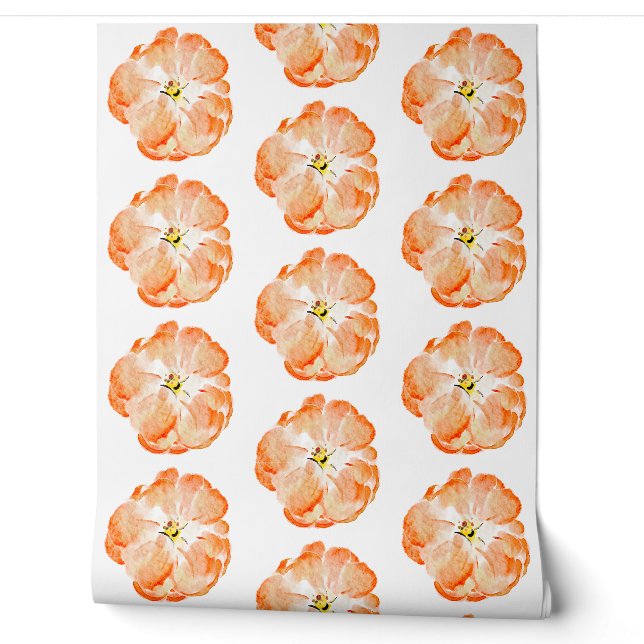 Papier Peint Aquarelle Florale Élégante de Pêche (Déroulement)